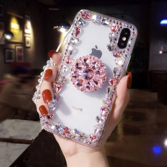 Love Pink Diamond 3D Bracket Transparent Phone Case