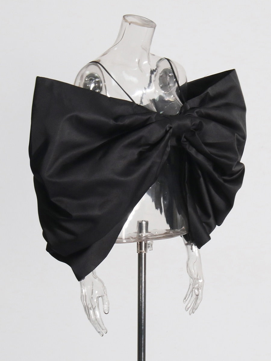 Spicy girl spliced bow design wearing strapless top for women