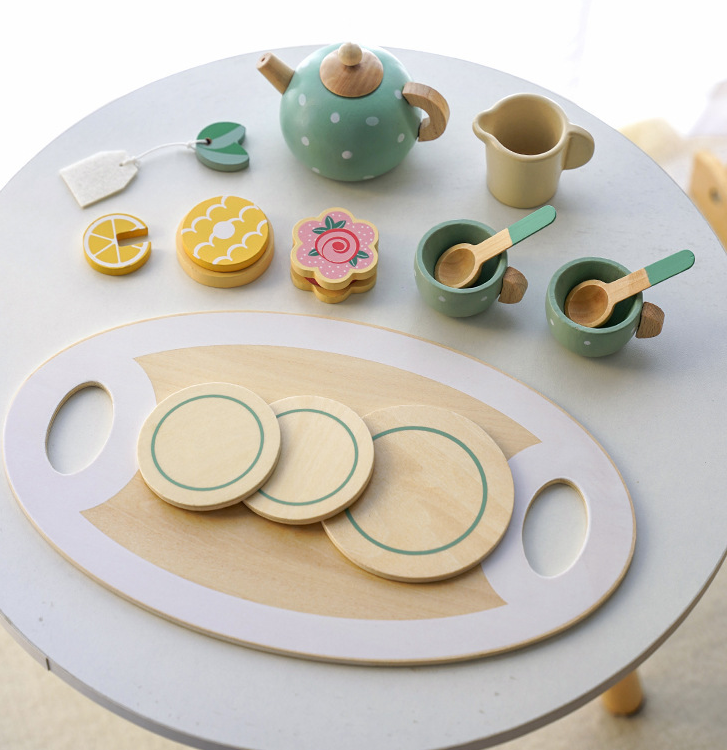 Children's Home Afternoon Tea Desserts Cake Sales Teapot Cups Tea Set Wooden Christmas Toys Gifts