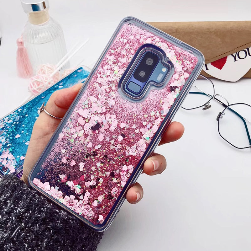 for Samsung Galaxy S9 case Back cover Bling Glitter Dynamic Quicksand Liquid Case for samsung S9 plus cover Galaxy S9 coque