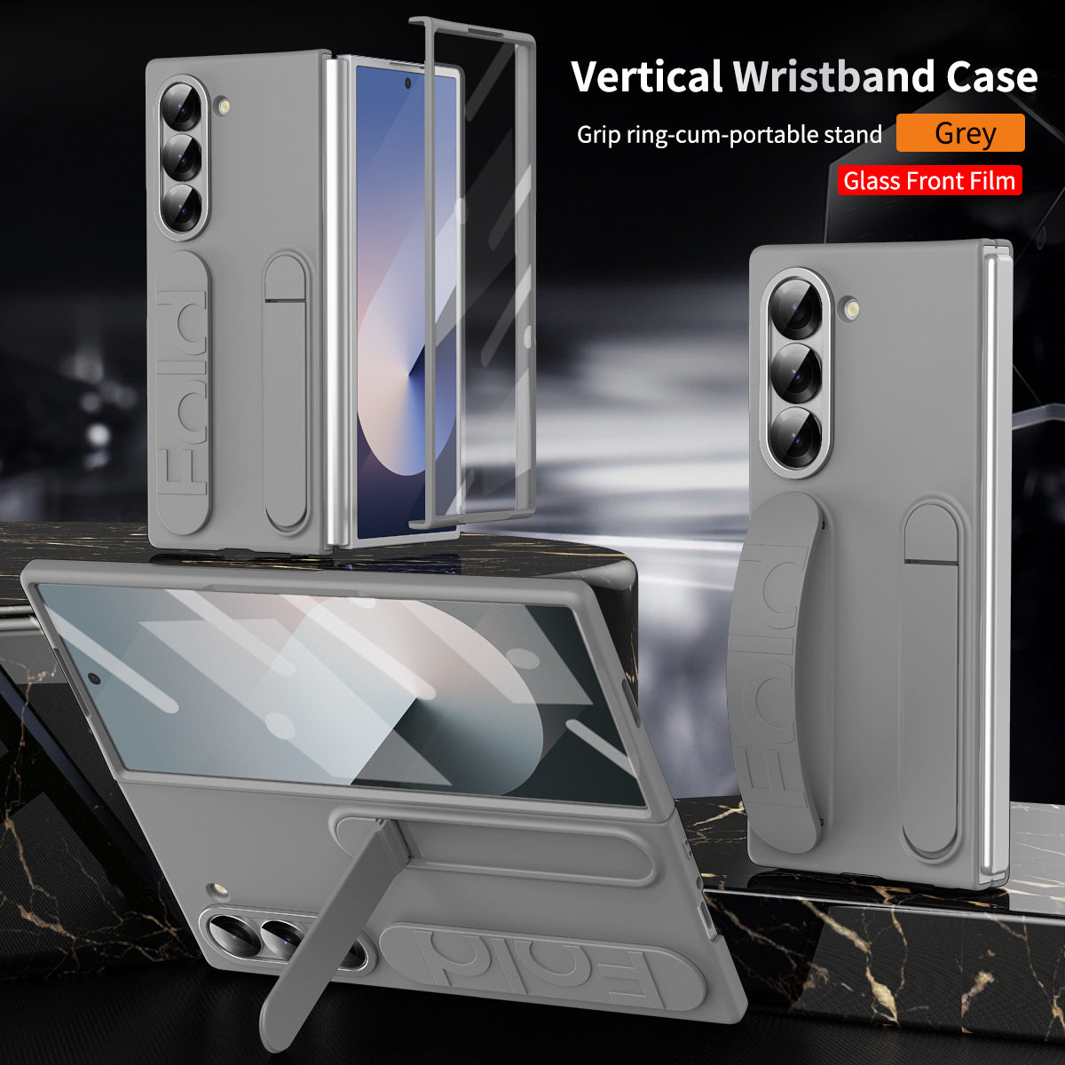 Suitable for Samsung zfold 6 phone case FOLD5 folding official vertical wristband case film integrated anti fall protective case