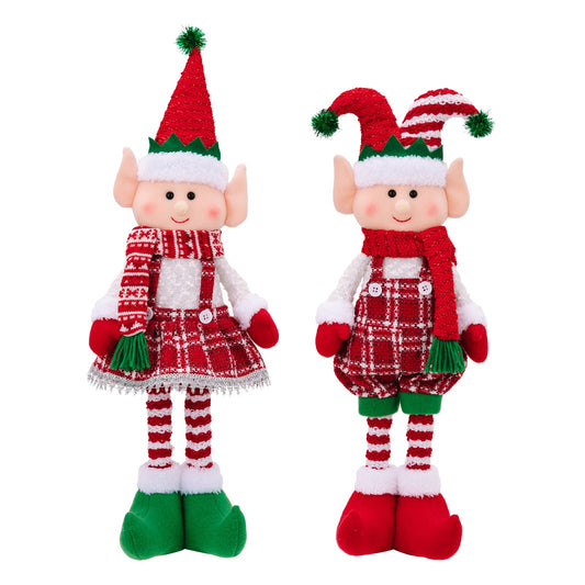 Christmas decorations doll ornaments red and green elf retractable dolls