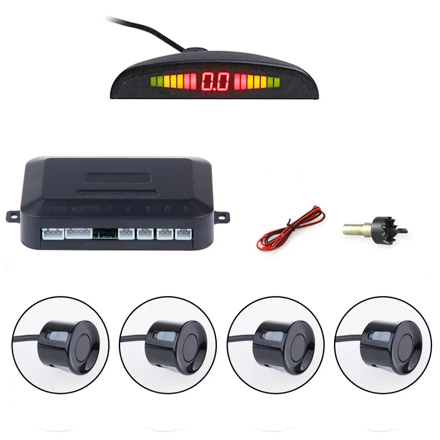 Car Auto Parktronic LED Parking Sensor With 4 Sensors Reverse Backup Car Parking Radar Monitor Detector System Backlight Display