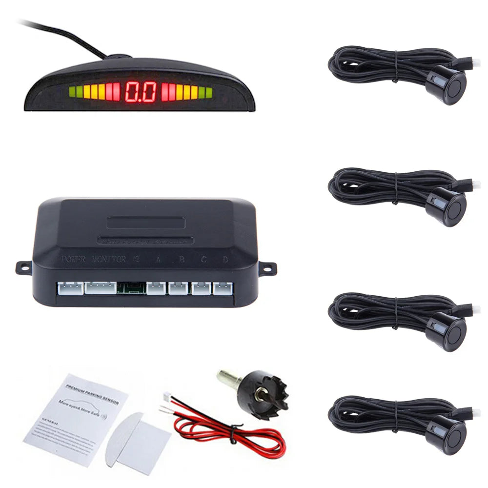 Car Auto Parktronic LED Parking Sensor With 4 Sensors Reverse Backup Car Parking Radar Monitor Detector System Backlight Display