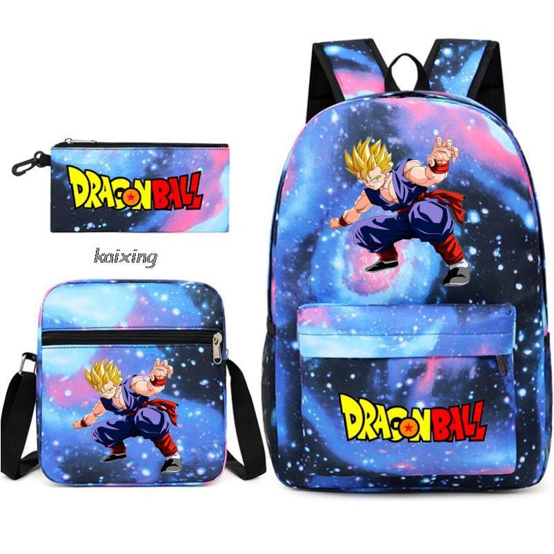 Youth Dragon Ball Backpack Student Shoulder Bag Travel Bag 3-Piece Set