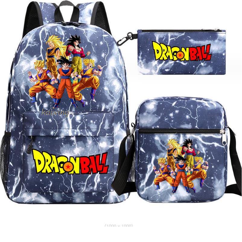 Youth Dragon Ball Backpack Student Shoulder Bag Travel Bag 3-Piece Set