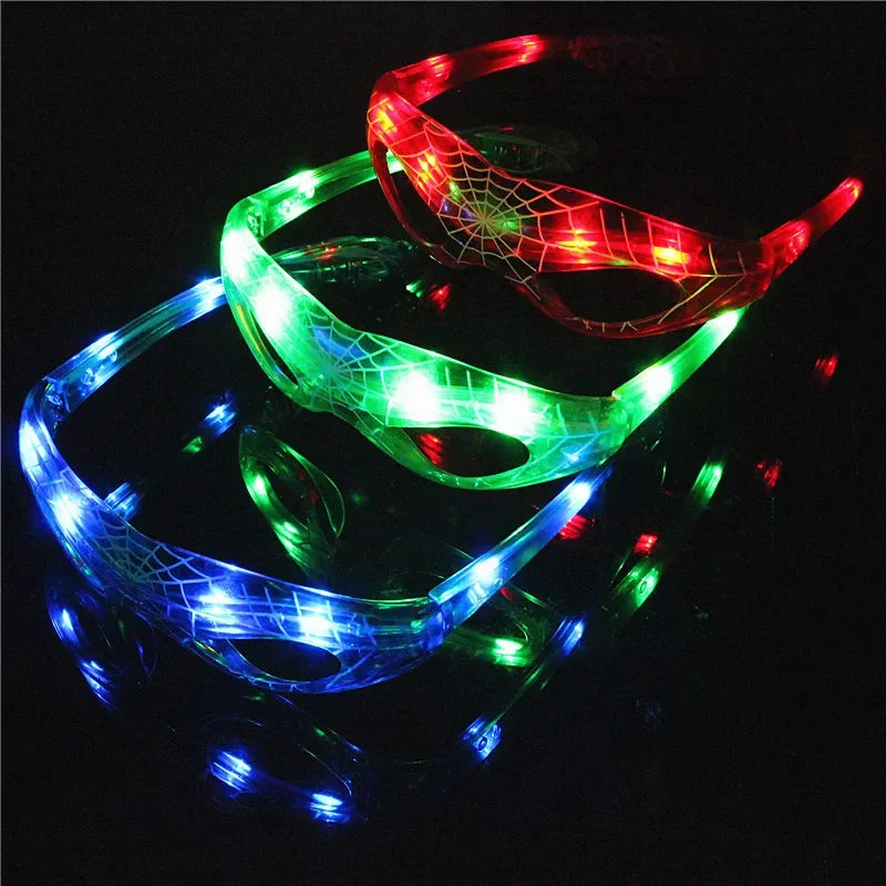 Disney Spiderman Glowing Glasses Marvel Anime Figure LED Flashing Glasses Sunglasses Cartoon Children's Party Toys Boys Gifts