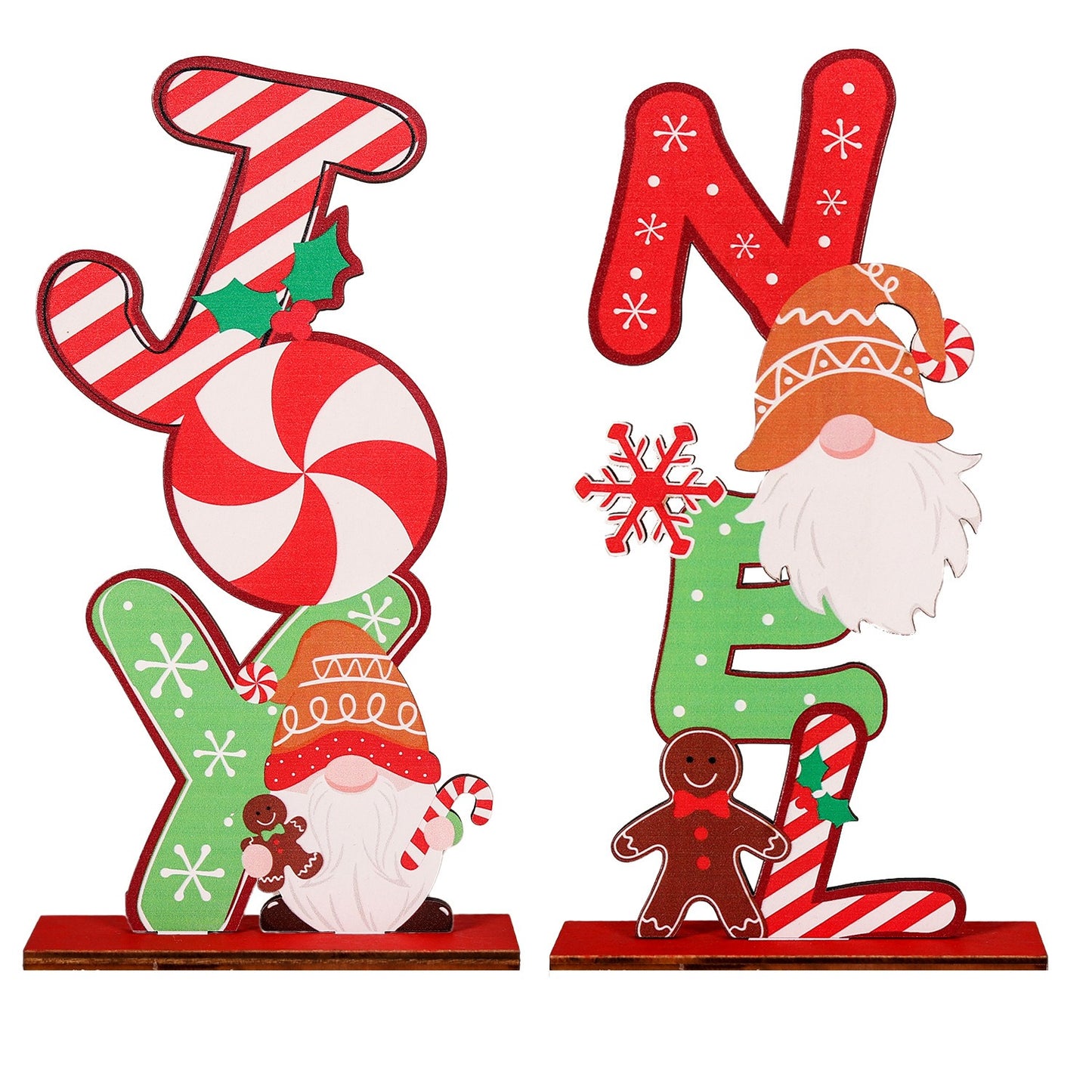 Christmas Home Table Colorful Wooden Christmas Table Cartoon English Letter Wooden Ornament