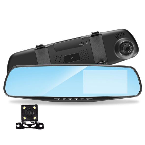 Full HD 1080P Car Dvr Camera Auto 4.3 Inch Rearview Mirror Digital Video Recorder Dual Lens Registratory Camcorder