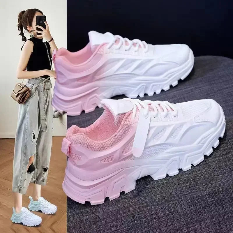 Shoes for Women Spring Autumn Summer Mixed Color Breathable Platform Sneakers Casual Mesh Lightweight Sport Running Shoes