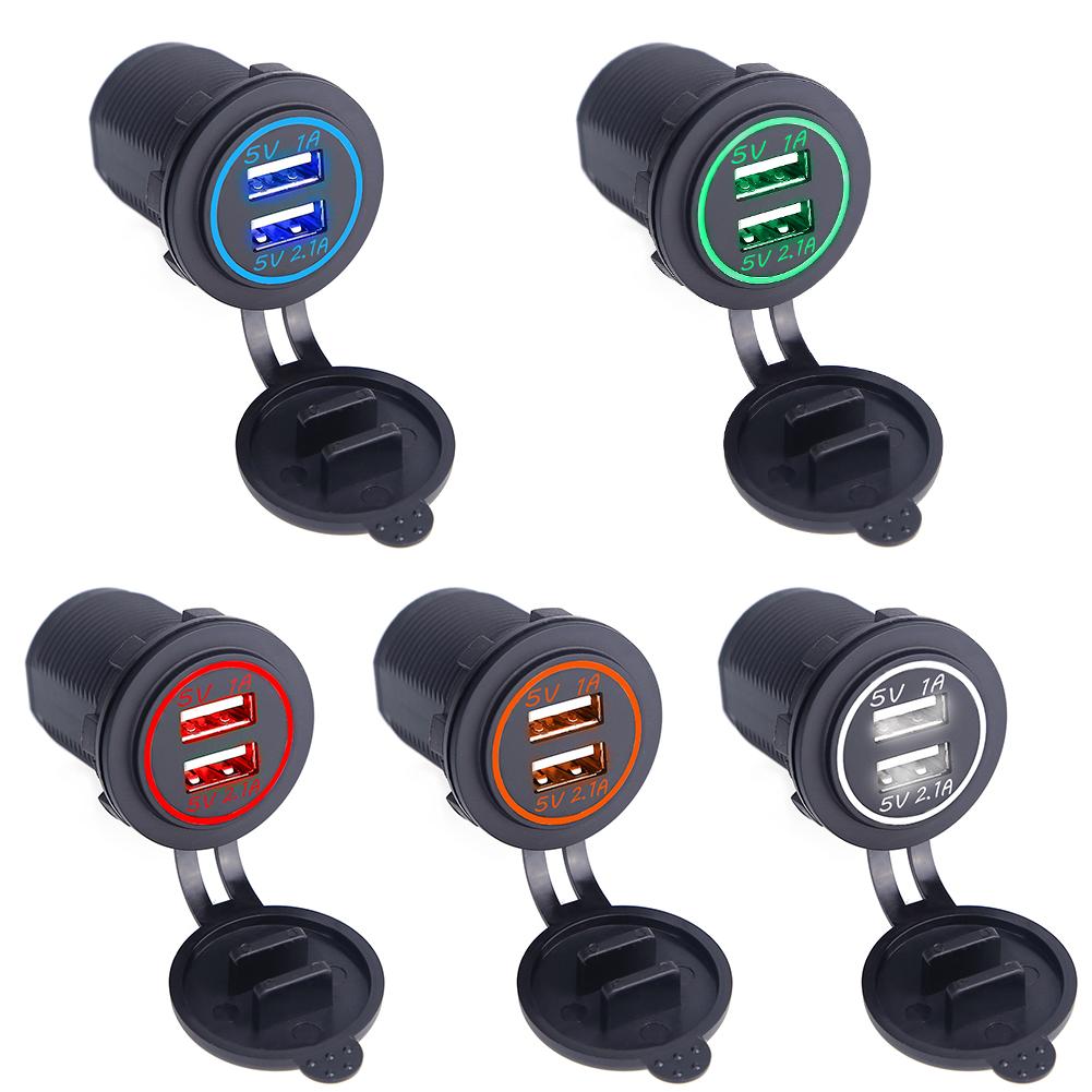 Universal Car Charger USB Vehicle DC12V-32V Waterproof Dual USB Charger 2 Port Power Socket 5V 2.1A/1A car-charger