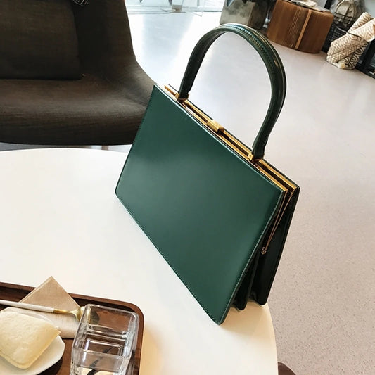 Vintage Big Clip Women Handbags Designer Casual Female Large Capacity Tote Luxury Pu Leather Handbag Ladies Fashion Purses