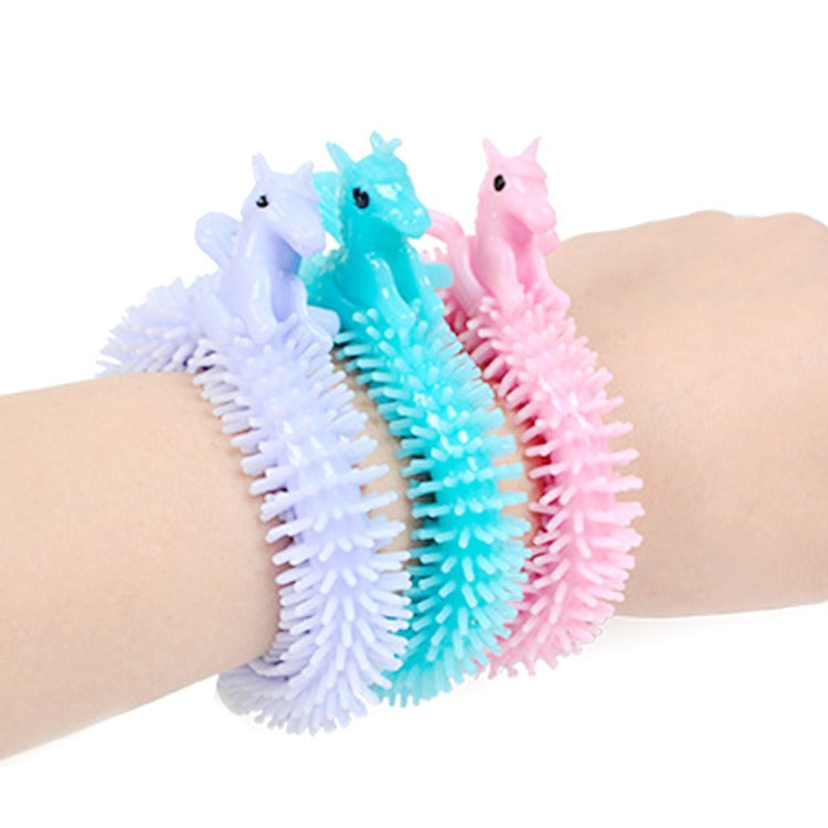 Cartoon unicorn cute pet animal lala music bracelet tpr soft rubber vent decompression noodle decompression toy