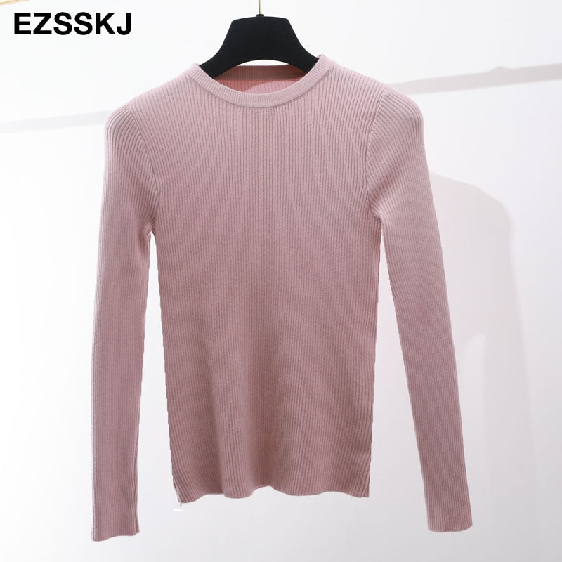 winter clothes Knitted woman sweaters Pullovers spring Autumn Basic women's jumper Slim women's sweater cheap pull long sleeve