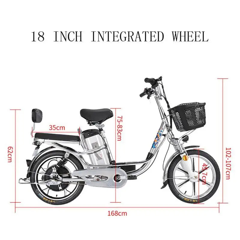 Adult Electric Bicycle 18 Inch 350W 48V 80KM Two Wheel Electric Bikes With Cruise Control System Smart Electric Bike For Adults