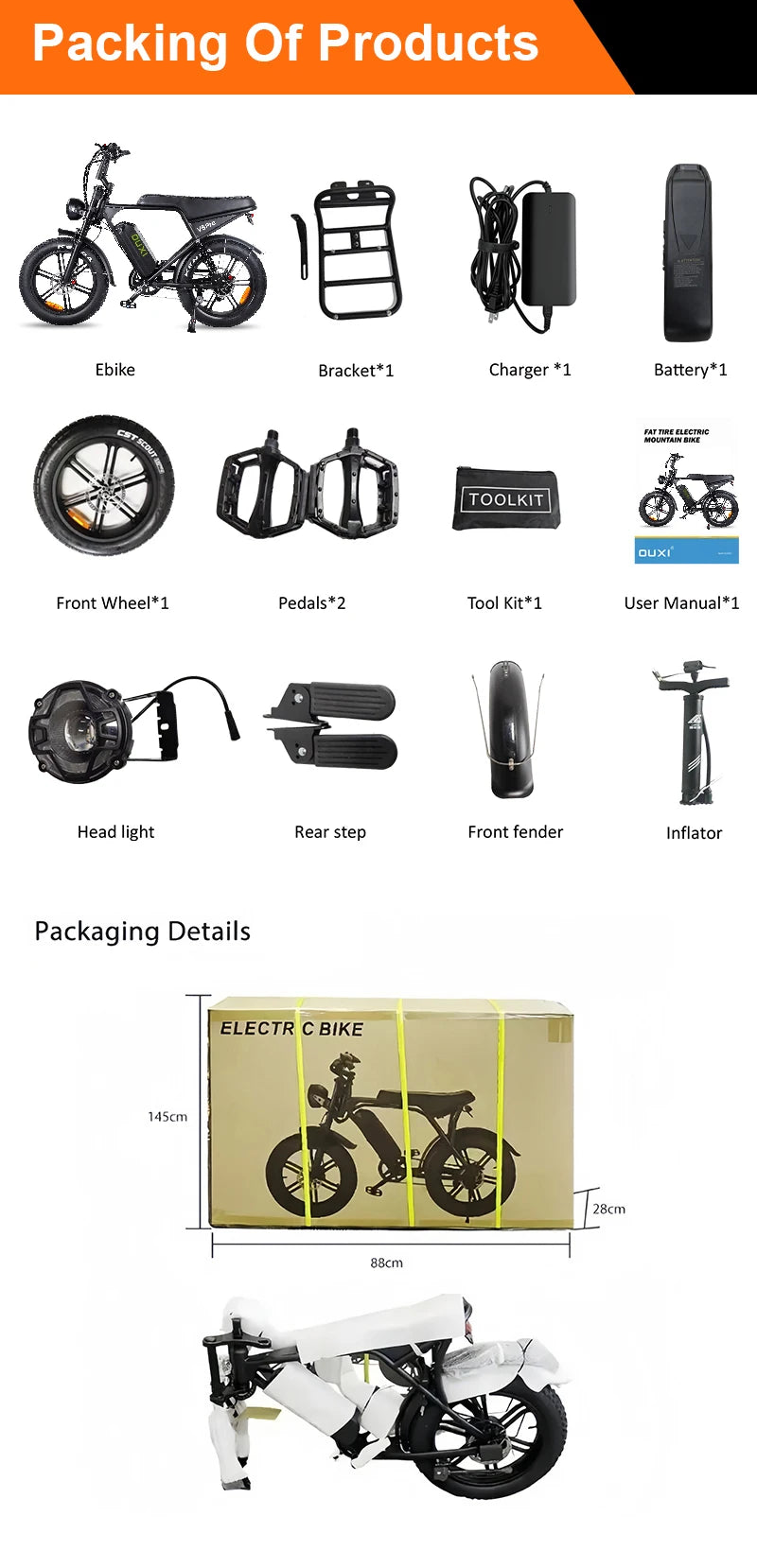 V8 Pro Electric Fat Tire Bike 250W e-Bike 48V 20inch Tire 15ah Battery Capacity Steel Frame Original Electric Mountain Bike