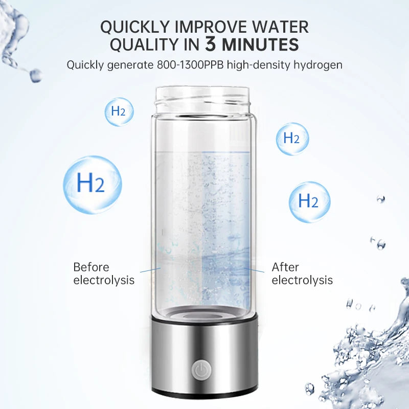 Best Generator Ionizer H2 Rich Cup Filter Glass Portable Hydrogen-Rich Plastic Alkaline Health Maker USB Hydrogen Water Bottle