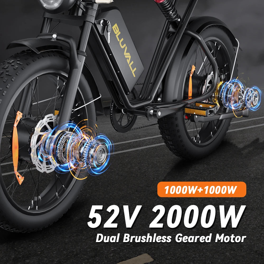 20 Inch 2000w E-bike Fat Bike Ebike K10 Fat Tyre E Bike Fatbike Electric Beach Bike 52v Fat Tire Wheel Bicycle Electric For Men