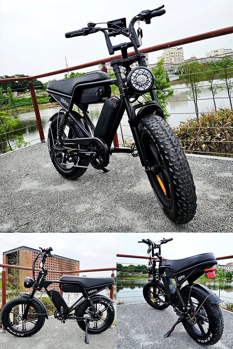 V8 Pro Electric Fat Tire Bike 250W e-Bike 48V 20inch Tire 15ah Battery Capacity Steel Frame Original Electric Mountain Bike