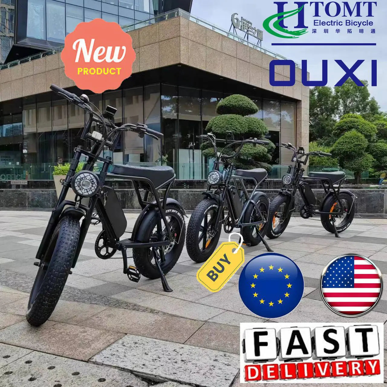 V8 EU Warehouse E-Bike Electric Bicycle 20 Inch Fat Tire Folding Rechargeable Bike for Adults