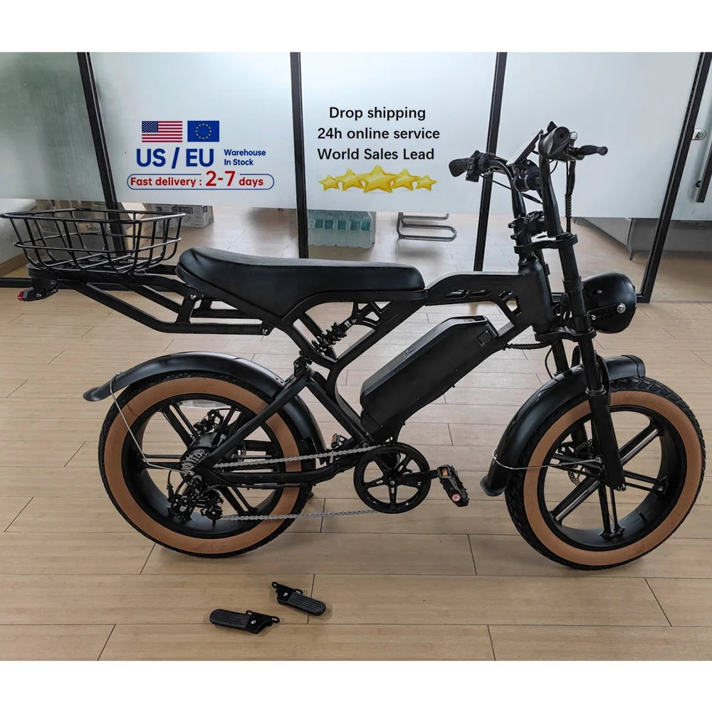 EU E Bike Electric Fatbike Velo Electric Motor Elrctric Double Seat Bike Electric Cycles V20 Pro 250W Ebike