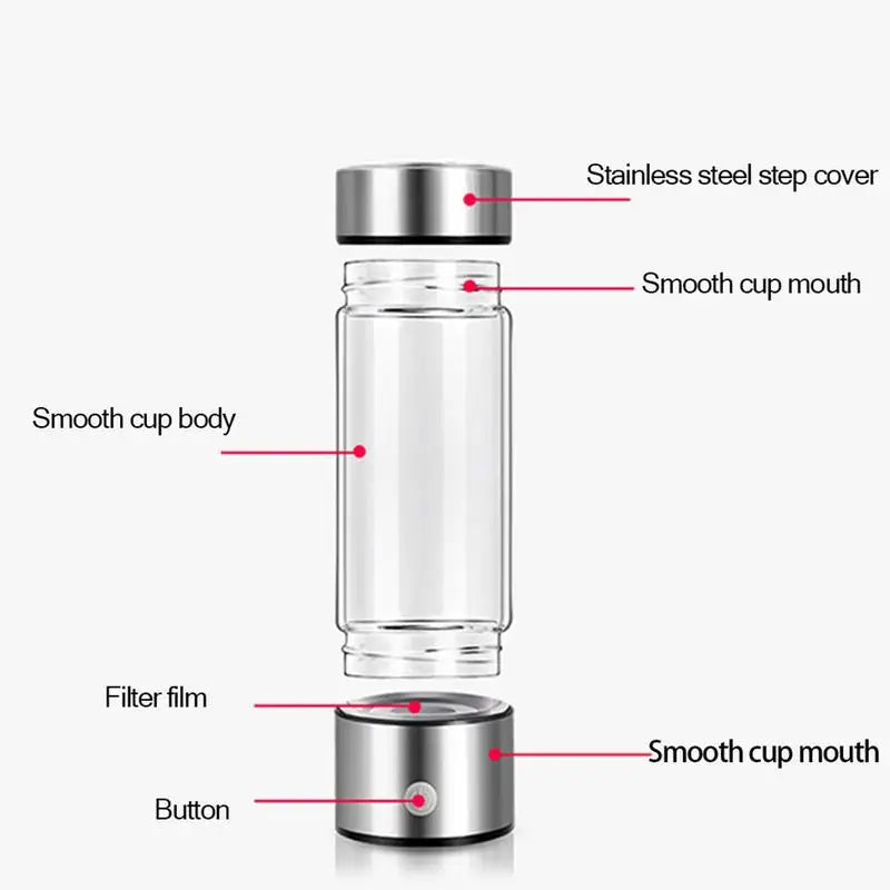 420ml Portable Hydrogen Rich Water Bottle Removable Drinking Bottle Food-Grade USB Charging Water Cup For Sport Travel Camping