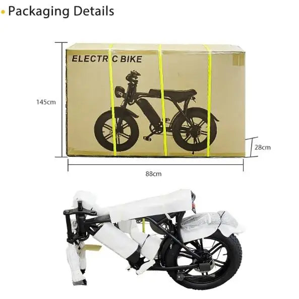 V8 EU Warehouse E-Bike Electric Bicycle 20 Inch Fat Tire Folding Rechargeable Bike for Adults